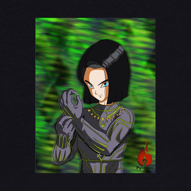 Android 17 as Black Panther by Pyropen